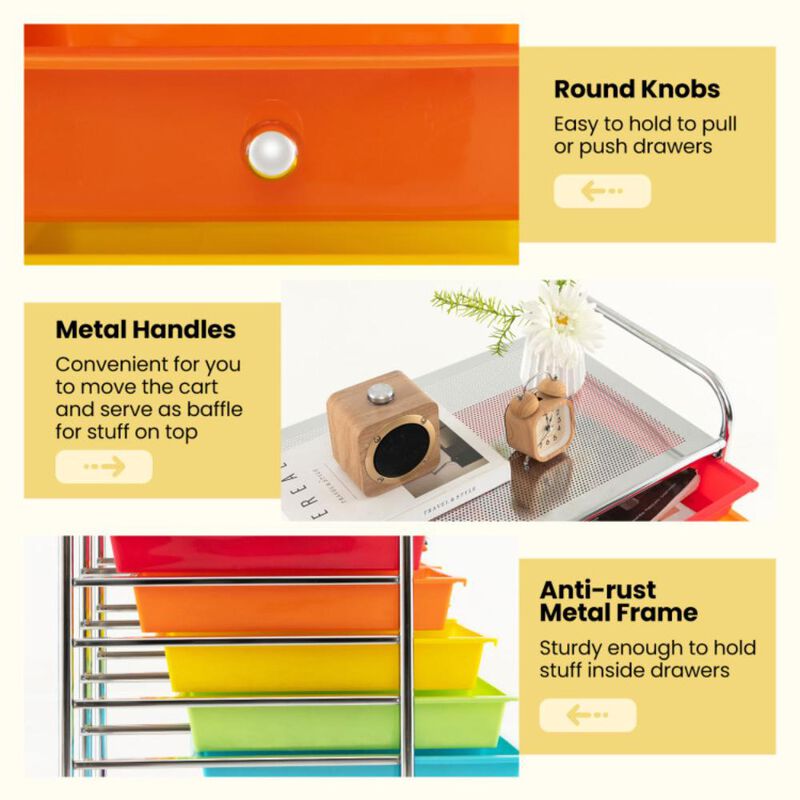 Hivvago 12-Drawer Rolling Storage Cart with Removable Drawers and Lockable Wheels