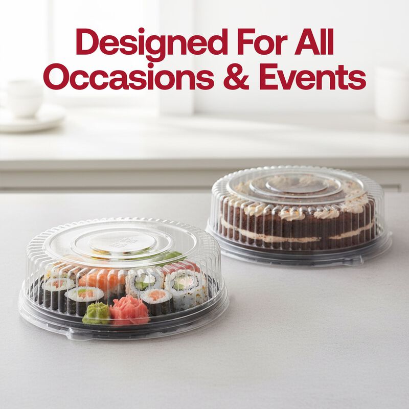 16" Clear Round Plastic Tray Lids (25 Lids) image number 7