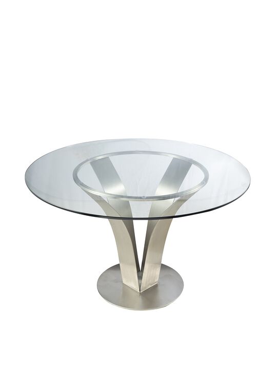 Armen LivingArmen Living Cleo Dining Table with Clear Glass and Brushed Stainless Steel Finish