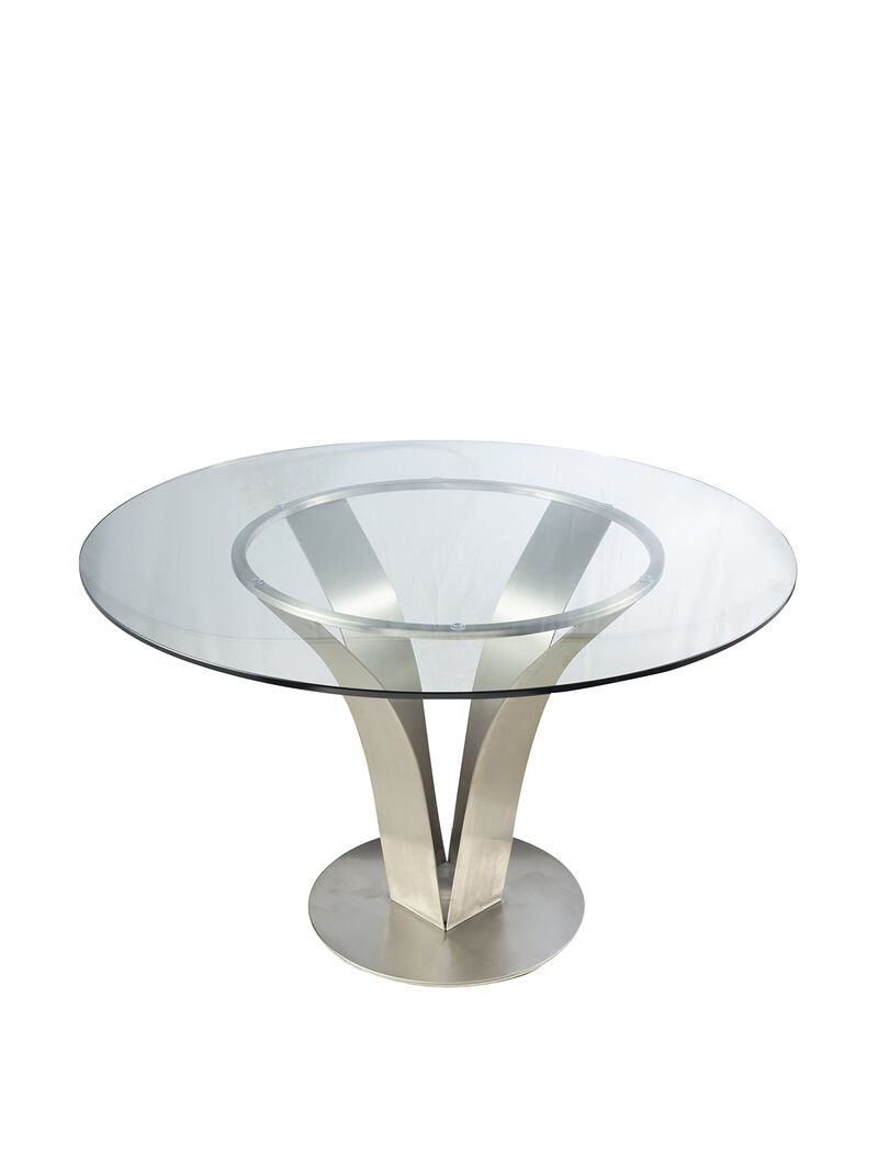 Armen LivingArmen Living Cleo Dining Table with Clear Glass and Brushed Stainless Steel Finish