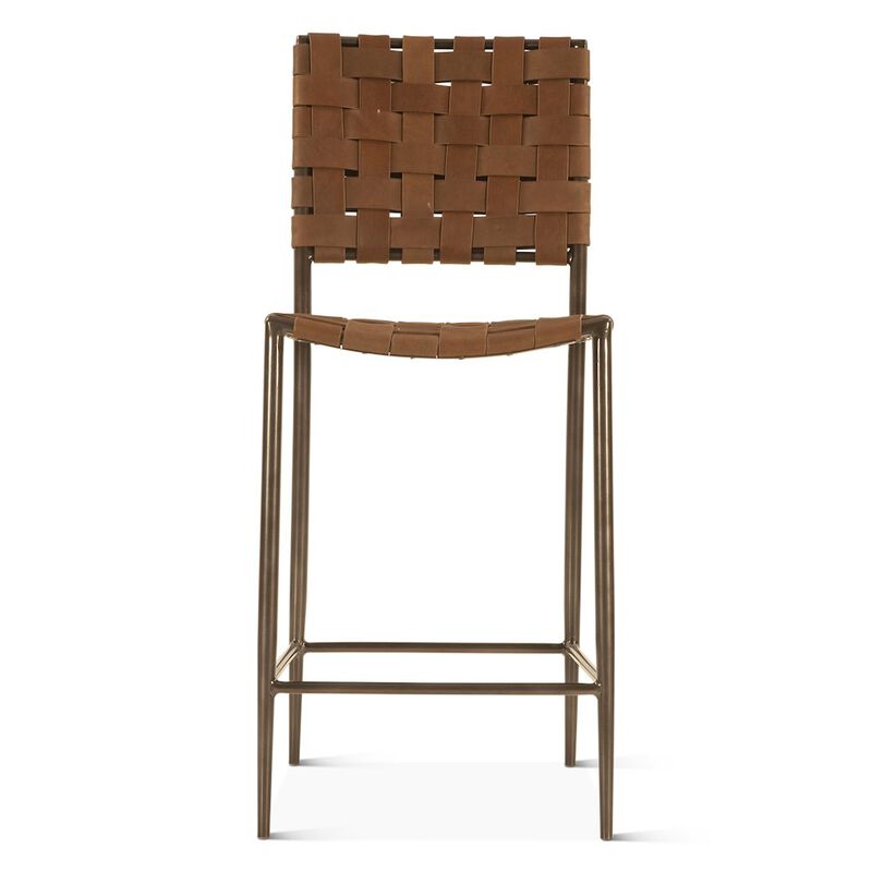 World Interiors Lund 17" Counter Chair in Tobacco Buffalo Leather with Iron image number 6