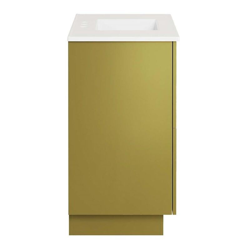 Modway Quantum Modern Bathroom Vanity with Ceramic Sink Basin and Storage Drawer, 36", White Gold image number 3