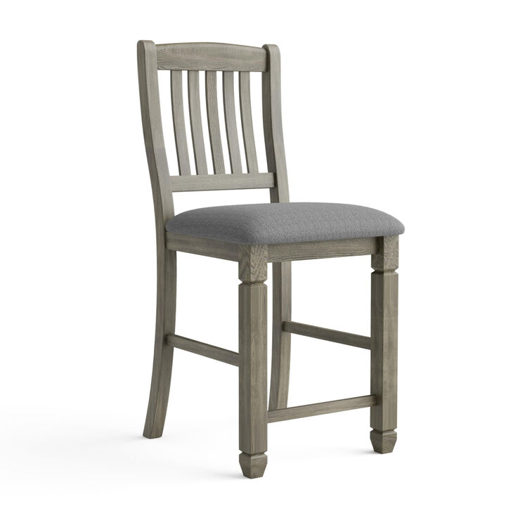 Yani 7pc Counter Height Dining Table and Chair Set, Wire Brushed Gray - Benzara