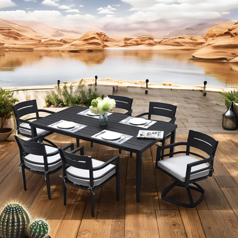 Aluminum Outdoor Patio Swivel Rockers with Plush Cushions (Set of 2)