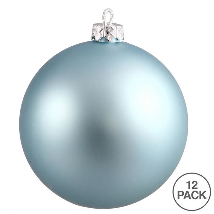 Vickerman 3" Plastic Ball Ornaments in Matte Baby Blue (Set of 12)