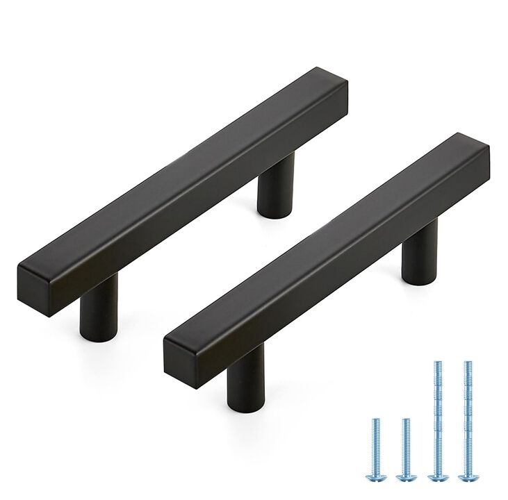 JOY DECOR 45 Pack 3 Inch Matte Black Square Cabinet Handles Stainless Steel Cabinet Hardware Pulls for Kitchen and Drawers with