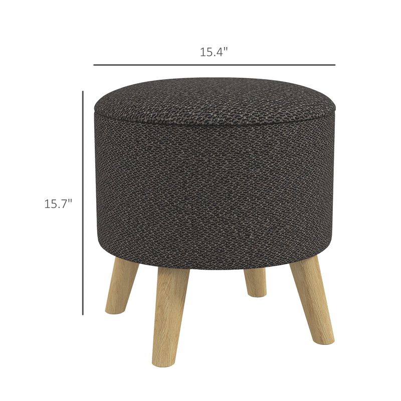 Round Linen Storage Stool: Wood Base, Hidden Compartment