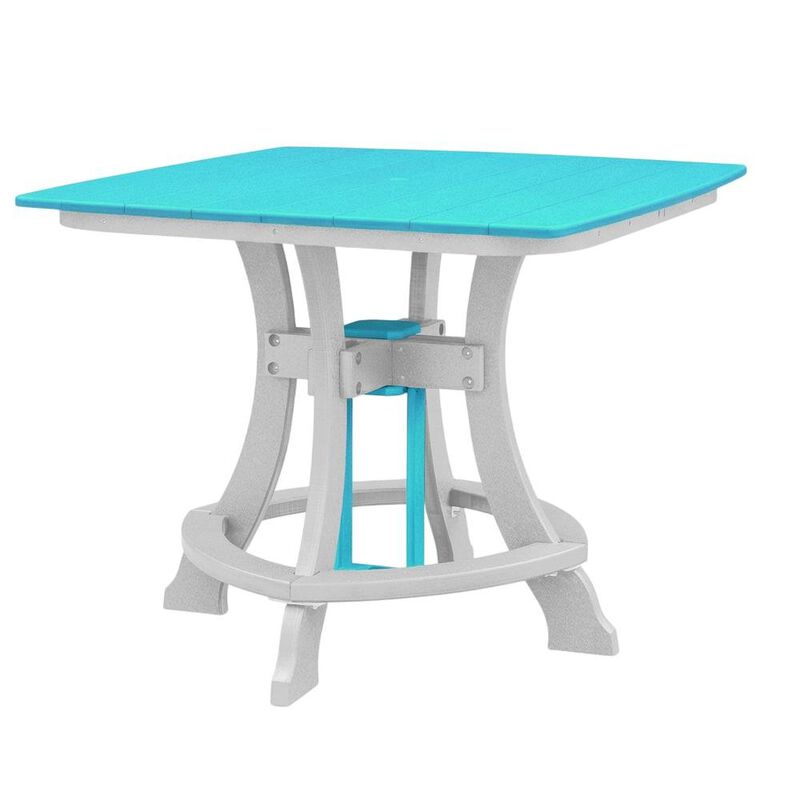 Outdoor Escape Square Outdoor Dining Table In Aruba Blue With White Base, Polyethylene Material image number 0