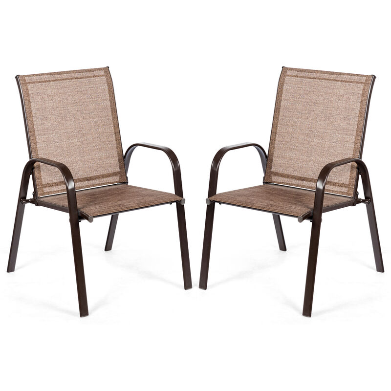 2 Pcs Patio Chairs Outdoor Dining Chair with Armrest
