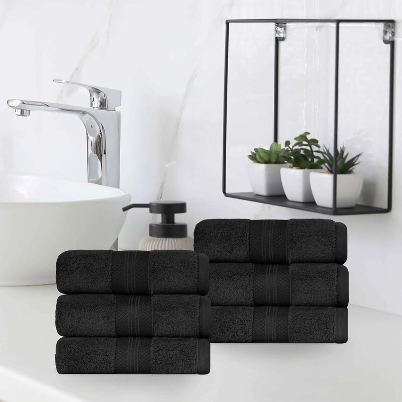6 Pack Turkish Cotton Hand Towels Set, Soft Quick Dry Absorbent Towels for Bathroom Kitchen image number 1