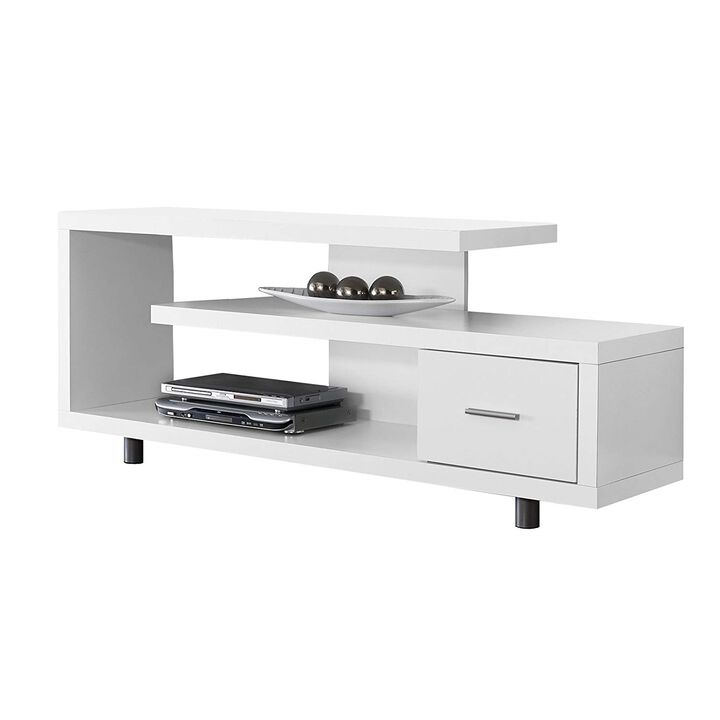QuikFurn White Modern TV Stand - Fits up to 60-inch Flat Screen TV