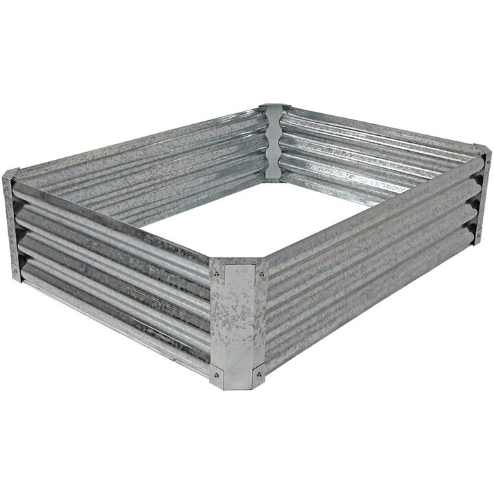 Sunnydaze Galvanized Steel Rectangle Raised Garden Bed - Gray - 48 in