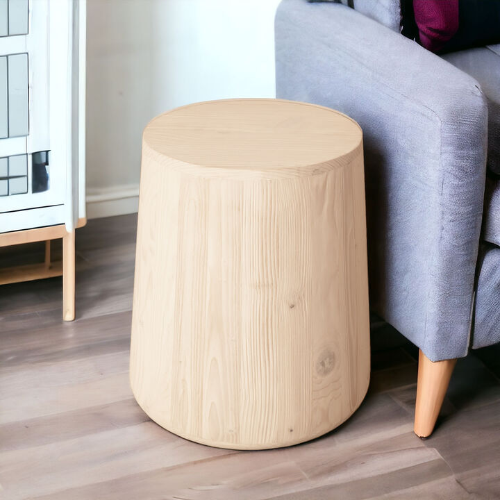 Hivvago 18 Inch Natural Solid Wood Round End Table