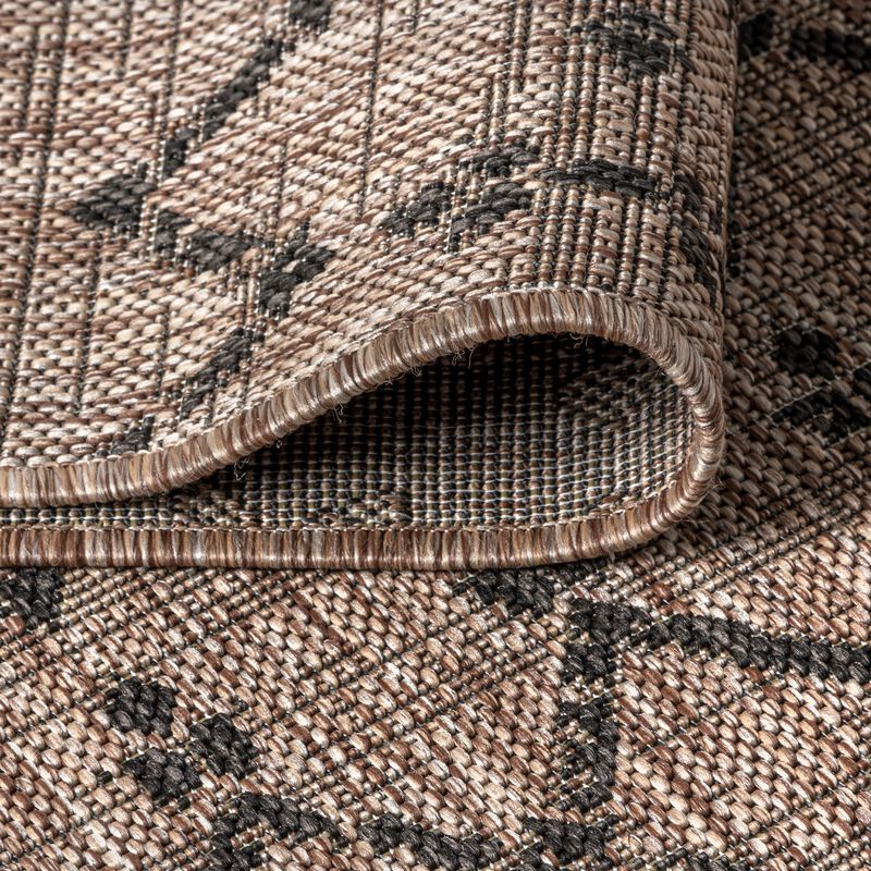Ourika Moroccan Geometric Textured Weave Light Gray/Blac. Indoor/Outdoor Runner Rug
