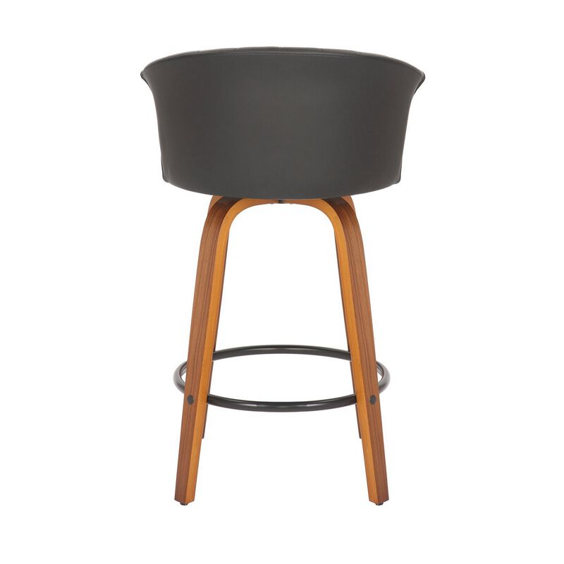 26 Inch Counter Height Chair, Set of 2, Curved Back, Bentwood, Black, Brown - Benzara image number 3