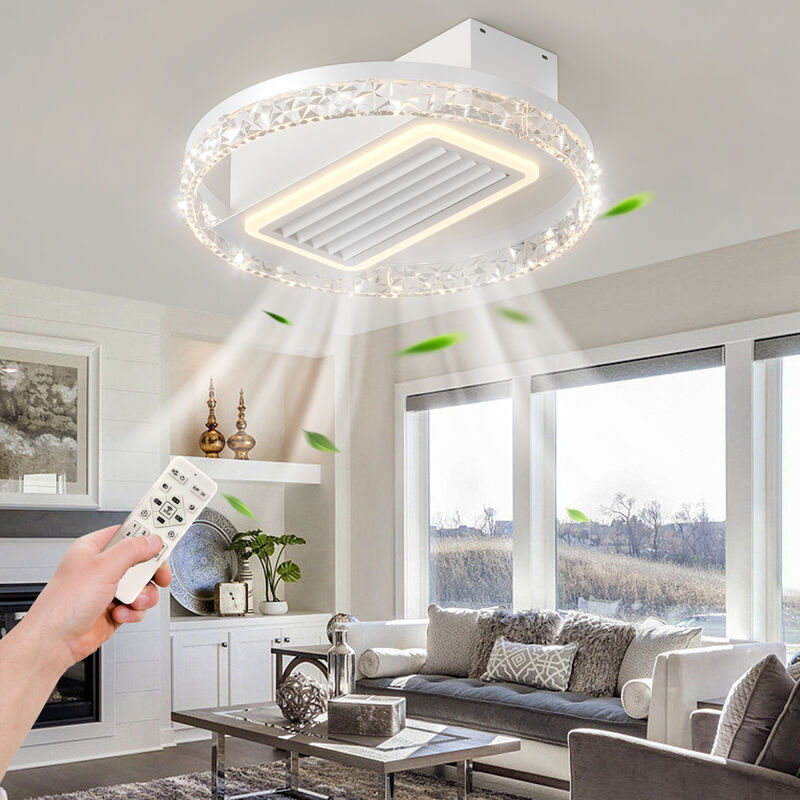 2 0" Modern Leafless Ceiling Fan With Remote Control Removable And Washable, Reversible Motor