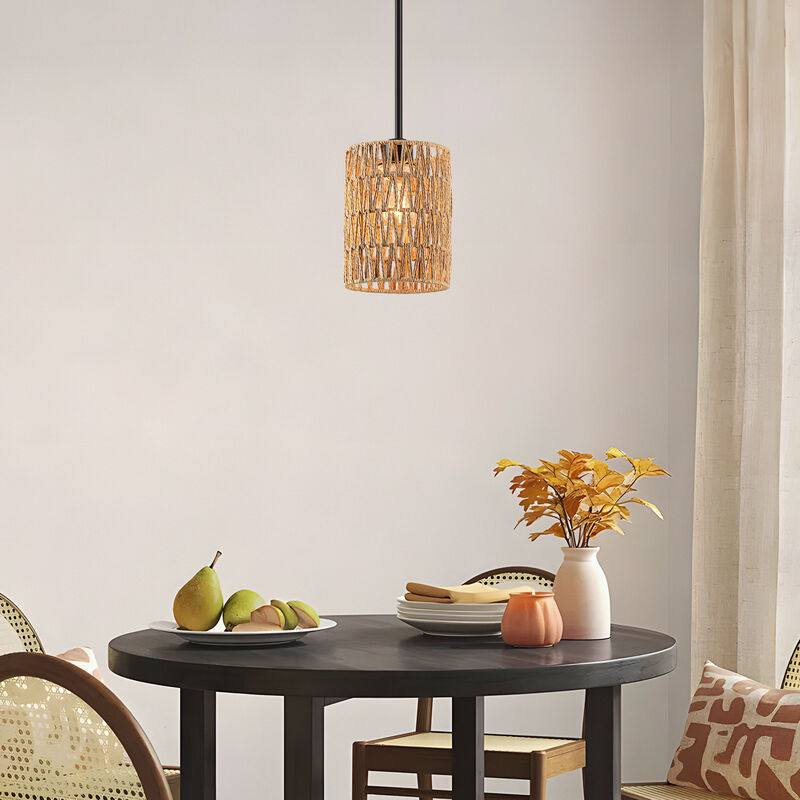 15" Modern Boho Rattan Mini Pendant Light image number 7