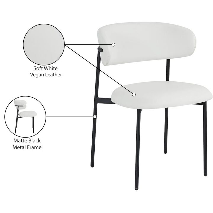 Merdian Furniture Lupita Off-White Vegan Leather Dining Chair, Set of 2