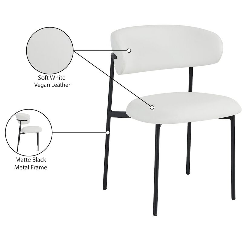 Merdian Furniture Lupita Off-White Vegan Leather Dining Chair, Set of 2