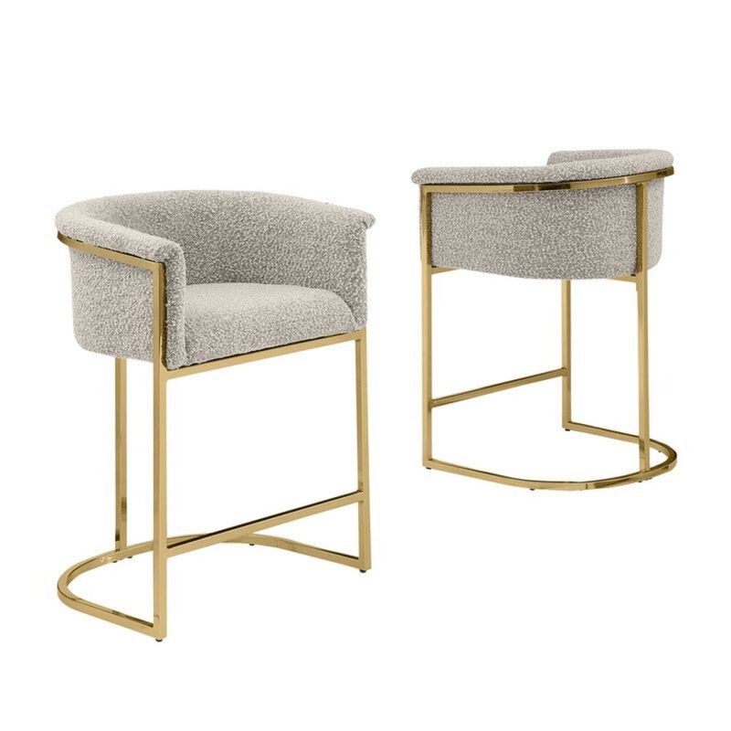 Best Quality Furniture Best Quality teddy Boucle in gray counter height chair - Set of 2