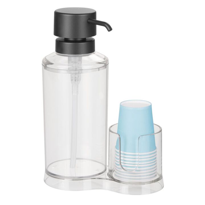mDesign Plastic Refillable Mouthwash Dispenser/Cup Organizer