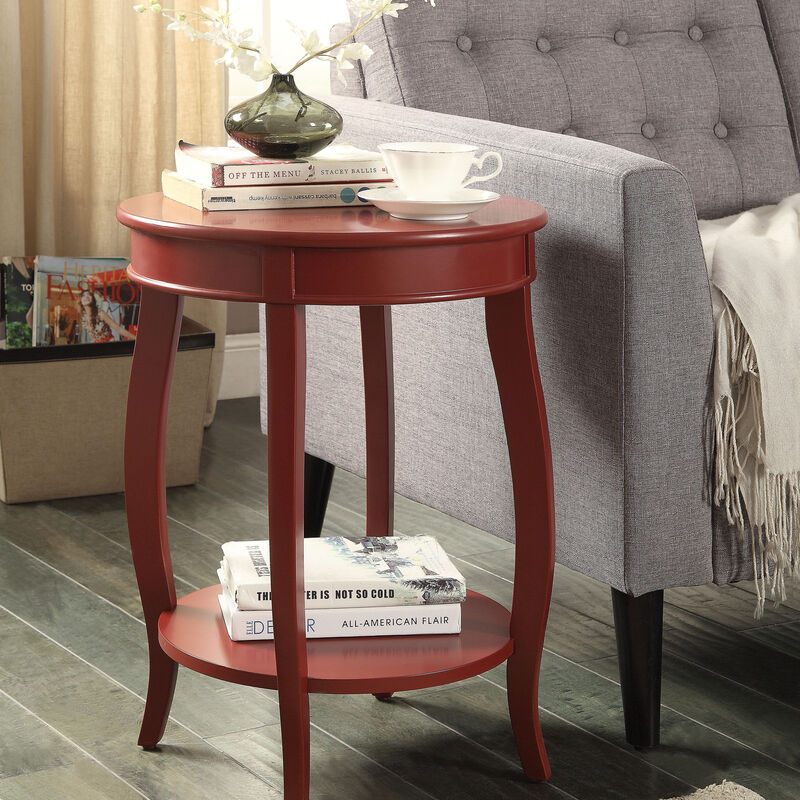 GOODSILO Elegant Round Leg Accent Table with Open Storage Shelf and Wooden Cabriole Leg Design image number 1