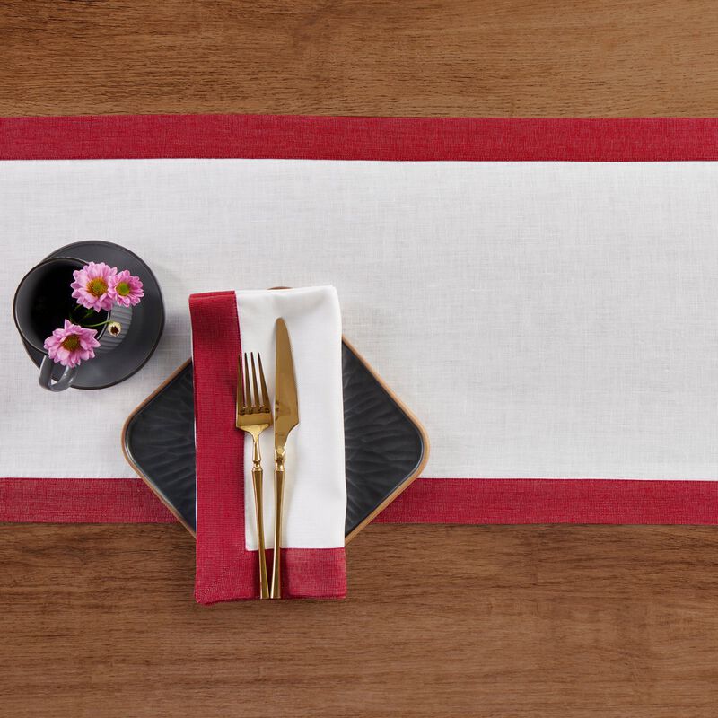 Solino Home 100% Pure Linen Table Runner - Festive Edge