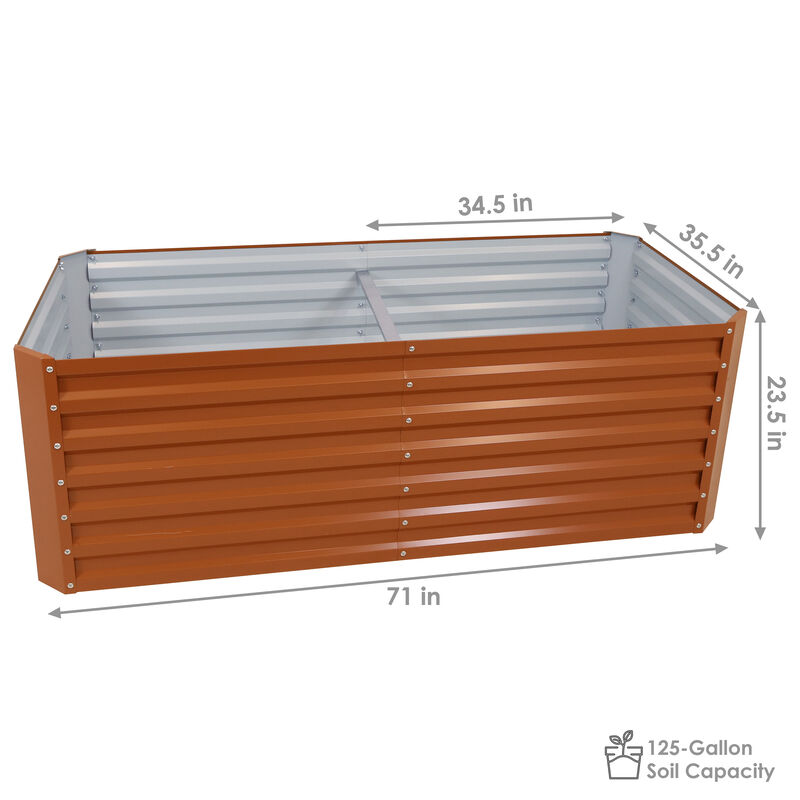Sunnydaze Galvalume Steel Rectangle Raised Garden Bed - 71 in