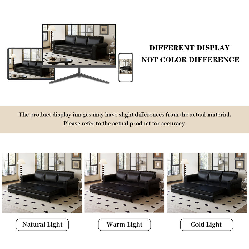 Merax Convertible Sleeper Sofa Bed with Pull-Out Bed Frame image number 3