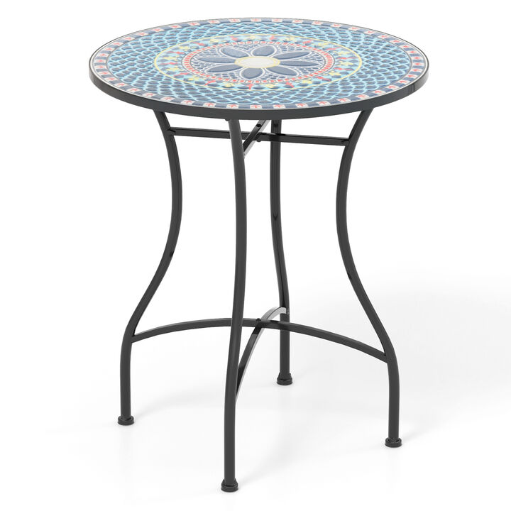 Ceramic Tile Top Patio Bistro Table Perfect for Small Outdoor Spaces
