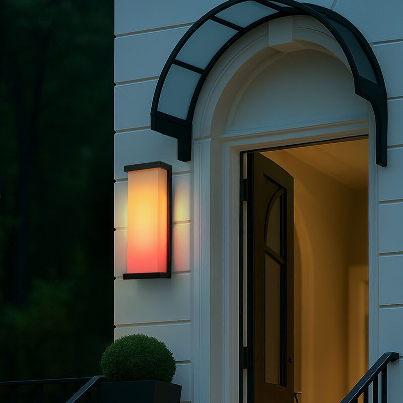 H20" Smart RGB Outdoor Wall Light Modern Large Integrated LED Wall Sconce with Remote and App Control Weather-Resistant Cast image number 2