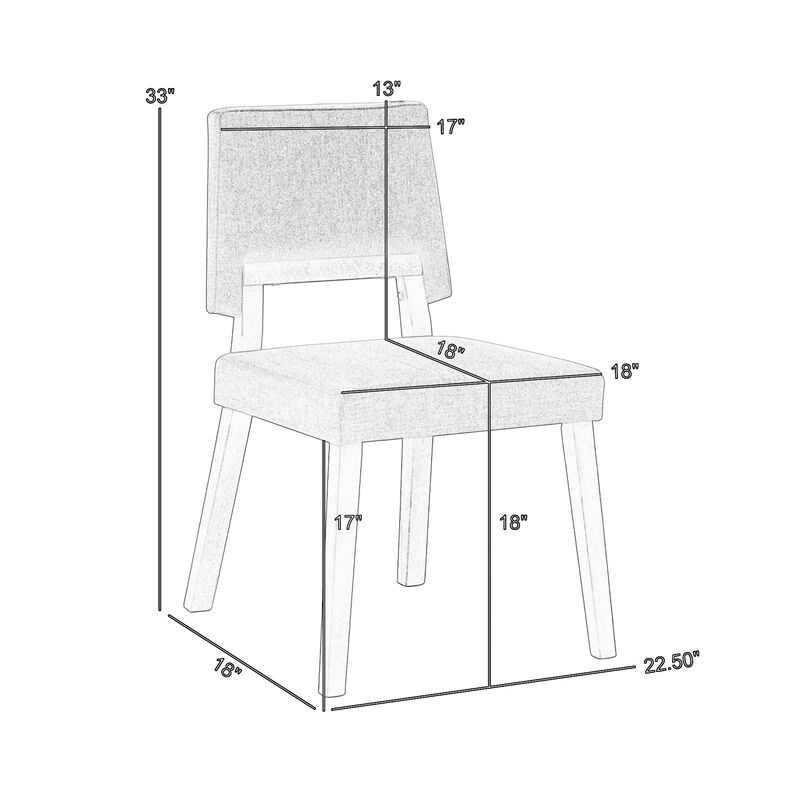 Yumi 23 Inch Dining Chair, Set of 2, Charcoal Gray Fabric, Walnut Brown - Benzara