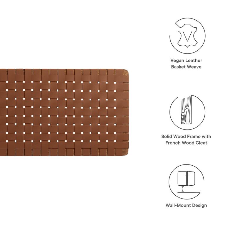 Sparta Weave Wall-Mount Vegan Leather Queen Headboard image number 3