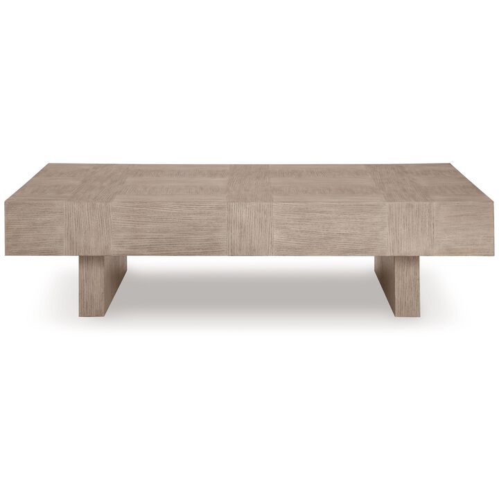 Laina Coffee Table, Light Grayish Brown Hardwood, Rectangular 60 Inch
