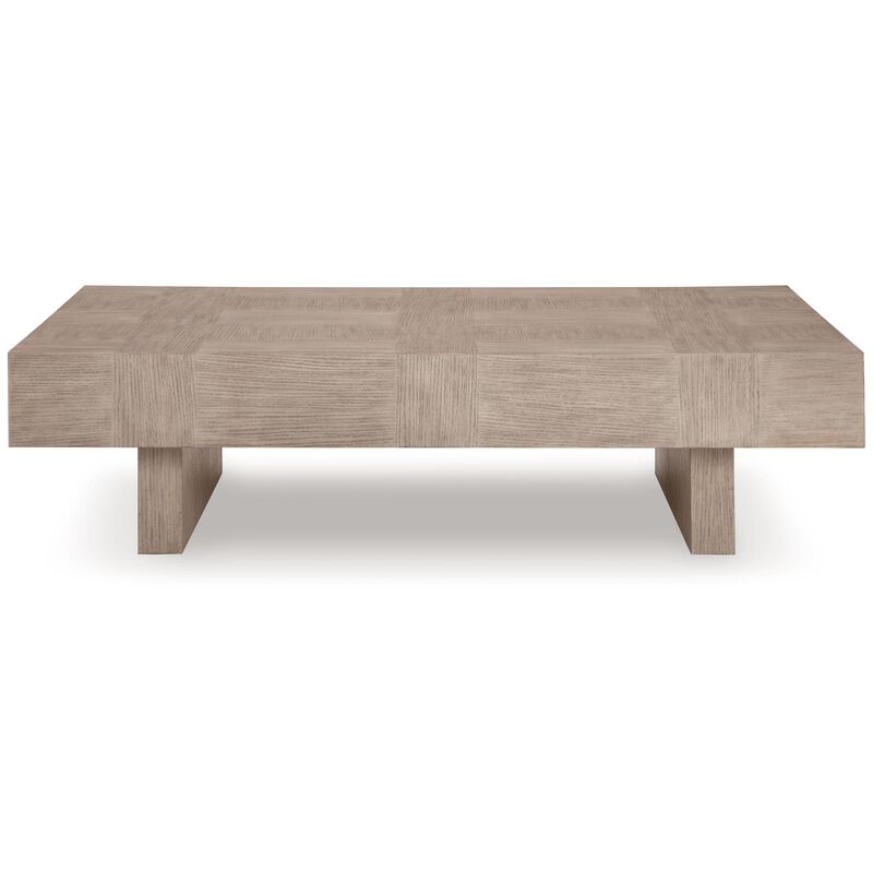 Laina Coffee Table, Light Grayish Brown Hardwood, Rectangular 60 Inch