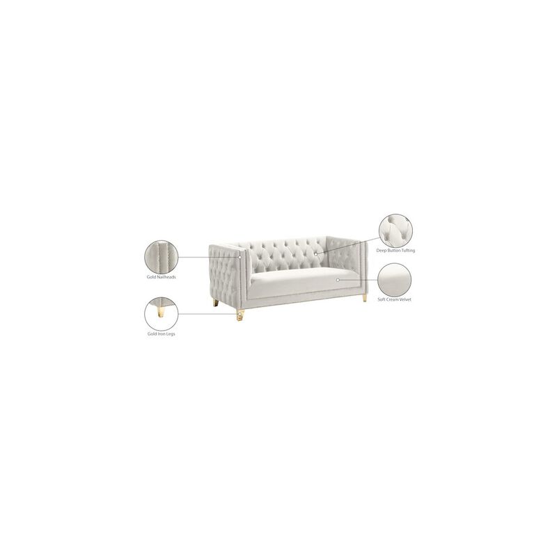 Meridian Furniture Michelle Cream Velvet Loveseat
