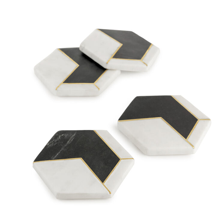 Dakota White Marble Coasters, Set of 4