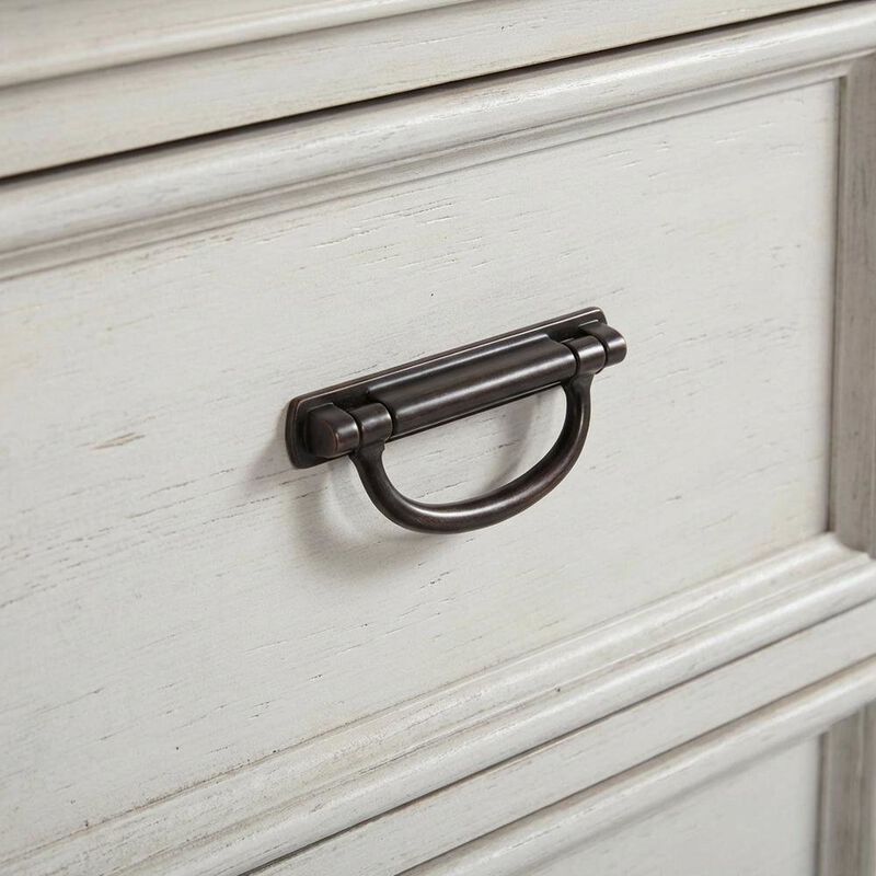 White Nightstand with Charging Station and Wirebrushed Finish image number 3
