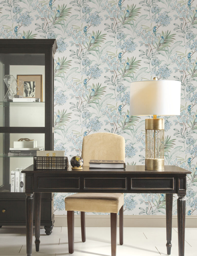 Handpainted Songbird Turquiose Wallpaper image number 3