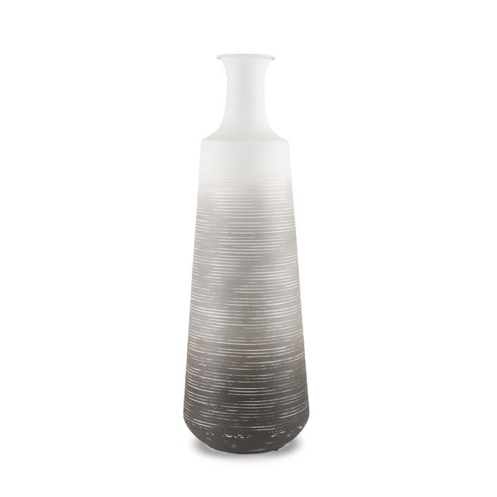 HomeRoots 24" Gray And White Ombre Metal Table Vase