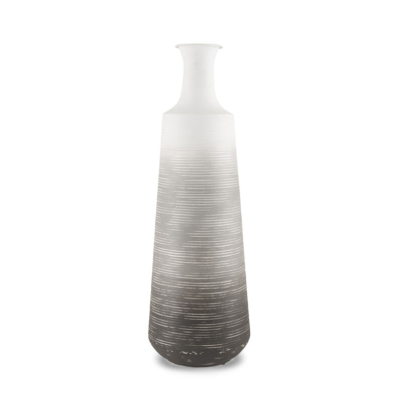 HomeRoots 24" Gray And White Ombre Metal Table Vase image number 0