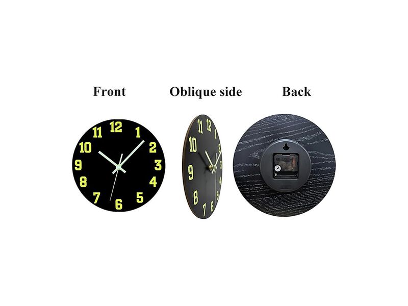 Glow In The Dark Night Light Black Wall Clock 8 Inch Silent Non Ticking Modern image number 3