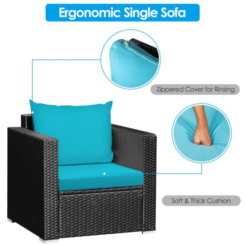 Hivvago 3 Pieces Patio Wicker Conversation Set with Cushion