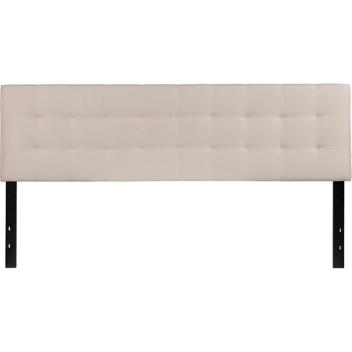 Bedford Tufted Upholstered King Size Headboard in Beige Fabric