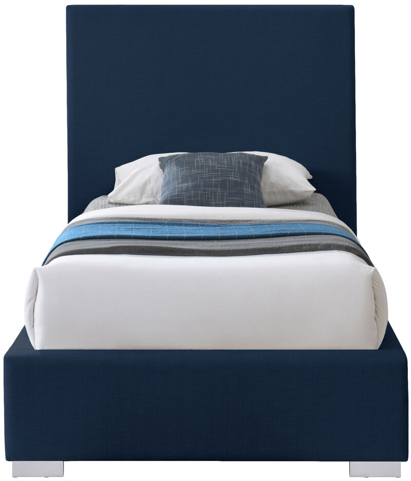 Meridian Furniture Crosby Navy Linen Textured Fabric Twin Bed