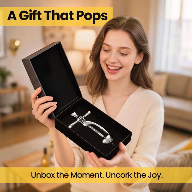 Wine Opener Deluxe, Heavy-Duty Bottle Opener, Manual Corkscrew for Easy & Smooth Removal of Intact Wine Corks