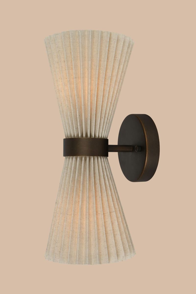 Beacon Lighting Amore 2-Light Wall Sconce with Linen Shades Modern Wall Lighting Fixture image number 4