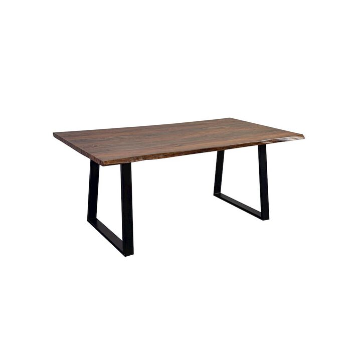 Porter Designs Manzanita Live Edge Solid Sheesham Wood Dining Table, Brown