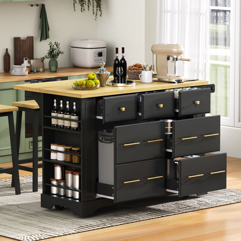 Merax Kitchen Island with 6 Drawers image number 3