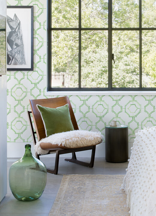Gallina Green Trellis Wallpaper